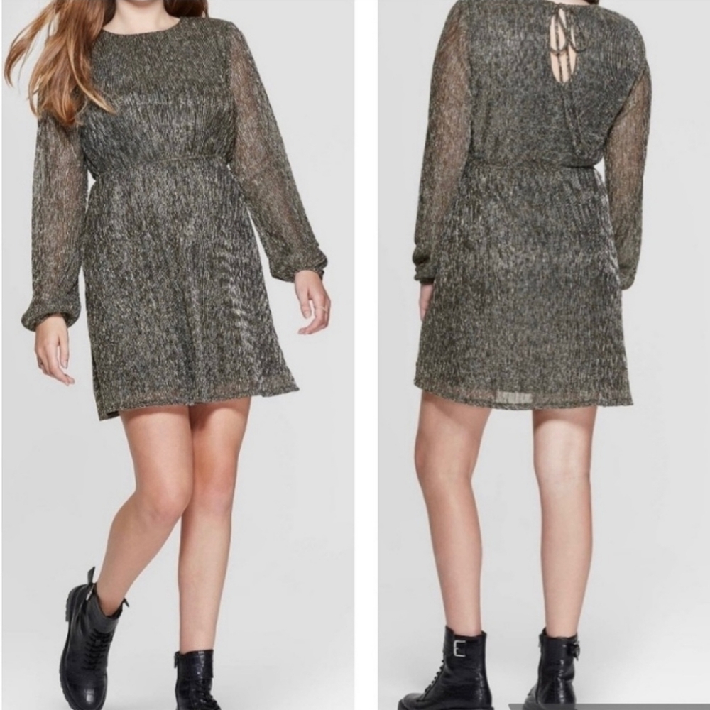 Xhilaration Gilded Gold Blac metallic dress